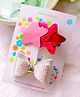 Little Tresses Set Of 2 Star & Bow Embellished Alligator Hair Clips - Pink & White