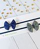 Little Tresses Set Of 2 Mini Bows Embellished Headbands - Blue & Dark Grey