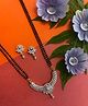 Digital Dress Room Latest Long American Diamond Mangalsutra Set With Earrings Fancy Pendant Black Beads Chain