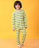 Anthrilo Full Sleeves Candy Striped Coordinating Pyjama Set With Comfort Fit - Green & Yellow