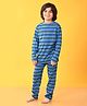 Anthrilo Full Sleeves Rugby Striped Coordinating Tee & Pajama Set - Royal Blue & Green