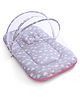 Babyhug 100% Cotton Bedding Set with Mosquito Net Cloud Rainbow Print - Grey