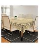 Kuber Industries Dining Table Cover Luxurious Net Floral S-19 DesignCotton Anti Skid & Waterproof Tablecloth for Home Decoration60X90 Inch (Cream)