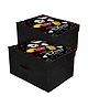 Kuber Industries Non-Woven Mickey Mouse Print Flodable Storage Box/Wardrobe Organizer With Lid For Home Decor, Pack of 2 - Black