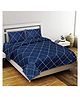 Kuber Industries Double Bedsheet with 2 Pillow Covers144 TC Glace Cotton Geomatric Print Bedsheet For Living RoomBedroom90x100 Inch (Blue)