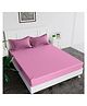 Kuber Industries Double Bedsheet with 2 Pillow Covers  144 TC Glace Cotton Bedsheet  Satin Striped Bedsheet for Home  Hotel  Bedroom  90x100 Inch  Pink