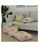 Kuber Industries Cushion Cover  Square Cushion Covers  Cotton Cushion Covers  Multi-Flower Design Cushion Covers with Tassels  Set of 5  16 Inch  Cream