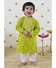Tiber Taber Full Sleeves Block Motif Bandhani Design & Gota Lace Embellished Kurta With Pyjama Set - Green