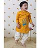 Tiber Taber Full Sleeves Ganesha Embroidered Kurta Dhoti Set - Yellow