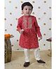 Tiber Taber Full Sleeves Bandhej Printed & Lace Embellished Kurta Pyjama Set - Red