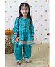 Tiber Taber Full Sleeves Bandhej Designed & Lace Embellished Kurta & Salwar - Blue