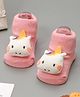 Yellow Bee Unicorn Applique Detailed Anti Skid Socks - Pink & White