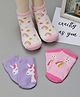 Yellow Bee Pack Of 3 Unicorn Printed Anti Skid Socks - Purple Pink & White