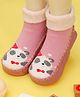 Yellow Bee Panda Printed Anti Skid Socks Shoes - Pink & White