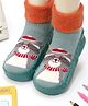 Yellow Bee Cat Printed Anti Skid Socks Shoes - Green & Orange