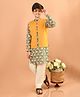 Lilpicks Couture Full Sleeves Floral & Birds Printed Kurta & Pyjama With Checked Jacket - Multi Colour & White