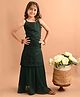 Lilpicks Couture Sleeveless Striped Designed Sequin Embellished  Straight Kurta Sharara Set - Dark Green