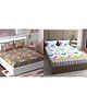 RRC Super Soft Brushed Microfiber Cotton Cartoon Printed Double Bed sheet With 4 Pillow Cover White