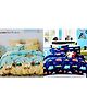 RRC Super Soft Brushed Microfiber Cotton Cartoon Printed Double Bed sheet With 4 Pillow Cover Blue