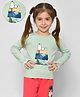 Mi Arcus Peanuts Featuring 100% Cotton Full Sleeves Frill Lace Embellished & Snoopy Printed All Weather Tee - Green