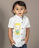 Polka Tots Half Sleeves Brand  Name With Ice Cream Printed  Shirt - White