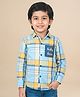 Polka Tots Full Sleeve Tartan Checked  Shirt - Light Blue