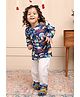 Polka Tots  Full Sleeves Space Printed Tee With Coordinating Pajama Night Wear  Set - Blue