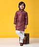 Silk Full Sleeves Seamless Silk Paisley & Floral Moroccan Designed Kurta With Pyjama - Maroon