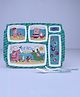 Servewell Peppa Pig Theme 5 Section Rectangular Plate with Fork & Spoon -  (Color and design may vary)
