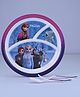 Servewell 3 Partition Plate with Spoon and Fork Frozen Theme-  multicolour (Color and design may vary)
