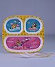 Servewell Rectangular 3 Partition Plate with Spoon and Fork Minions Theme - Multicolour