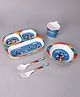 Servewell Mickey Theme 3 Section Plate with Fork & Spoon & Mug Bowl- Multicolor (Color and design may vary)