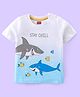 Babyhug 100% Cotton Knit Half Sleeves T-Shirt Marine Life Graphics - White & Blue