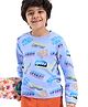 Ollington St. 100% Cotton Full Sleeves T-Shirt Text Print - Light Blue