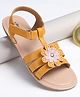 Pine Kids Sandals with Velcro Closure Flower Applique- Yellow