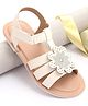 Pine Kids Sandals with Velcro Closure Flower Applique- White