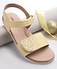 Pine Kids Sandals with Velcro Closure and Heart Applique- Yellow