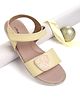 Pine Kids Sandals with Velcro Closure and Heart Applique- Yellow