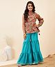 Stylo Bug Cold Shoulder Paisley Printed Kurta With Sharara Set - Blue
