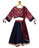 Stylo Bug Three Fourth Sleeves Floral Block Motif Printed & Gota Lace Embellished Lehenga Choli Set - Red