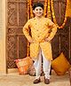 Stylo Bug Full Sleeves Abstract Printed Asymmetrical Kurta & Dhoti Set - Yellow