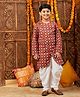 Stylo Bug Full Sleeves Seamless Ethnic Motif  Printed Asymmetrical Kurta & Dhoti Set - Maroon