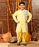 Stylo Bug Full Sleeves Vintage Title Style Printed Layered Kurta With Dhoti Set - Yellow