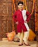 Stylo Bug Full Sleeves Block Title Style Printed Layered Kurta With Dhoti Set  - Maroon