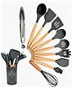 Evafly Kitchen Tool Set Cooking Silicone Turner Whisk Spoon Brush Silicon Spatula Set Ladle Slotted Tongs Pasta Fork Set of 10 - Grey