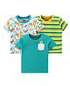 Babyhug 100% Cotton Knit Half Sleeves T-Shirt Stripes & Lion Print Pack Of 3 - Multicolor