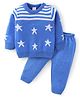 Babyhug Knitted Full Sleeves Sweater Set With Star Design - Navy Blue