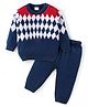 Babyhug Knitted Full Sleeves Sweater Set With Kite Design - Navy Blue