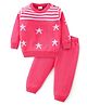 Babyhug Knitted Full Sleeves Sweater Set With Star Design - Pink