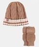 BHARATASYA  Self Design Cap And Thermal Gloves  - Brown- Circumeference - 36 Cms
